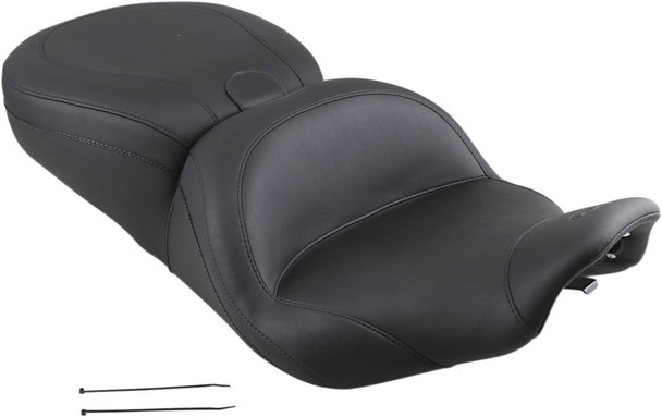 Mustang - 79672 - Lowdown Seat with Driver Backrest - Plain - FLHR '97-'07