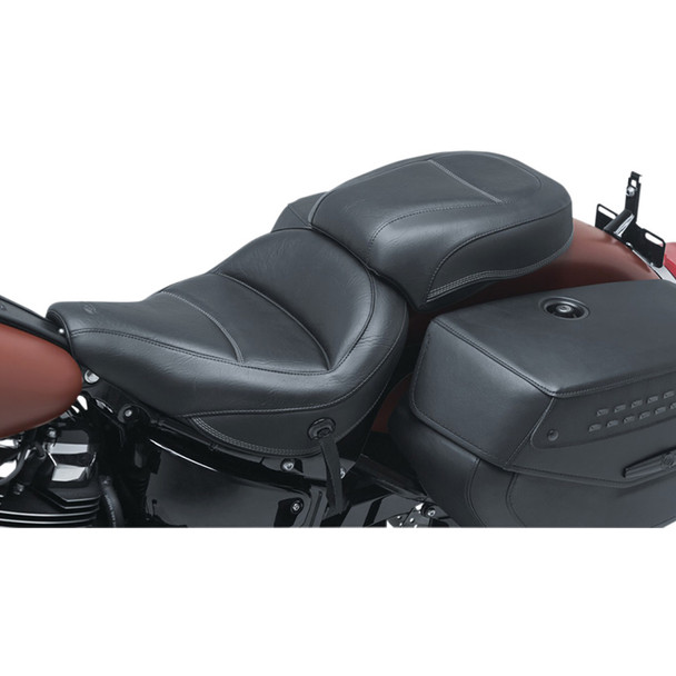 Mustang - Black Original Max Profile Solo Seat without Driver Backrest fits '18-'21 FLHC/​FLDE Models