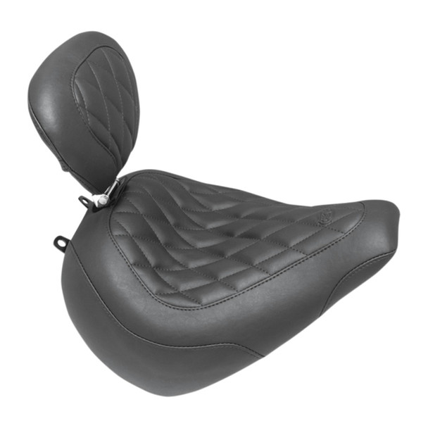 Mustang - Diamond Stitch Wide Tripper™ Seat with Driver's Backrest fits '18-'20 FXBR/​FXBRS Models