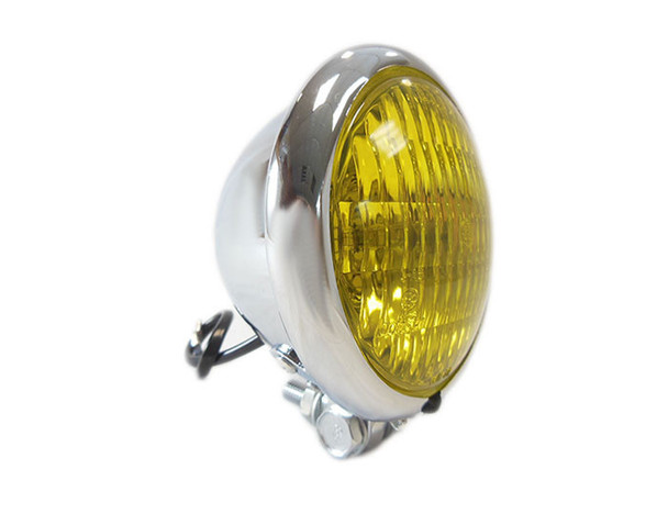 Chrome 4.5" Headlight - Yellow Lens