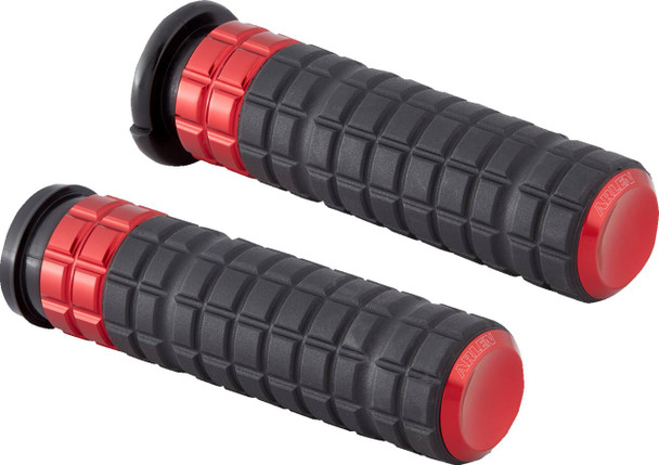 Arlen Ness - 500-021 - SpeedLiner Grips - TBW - Red