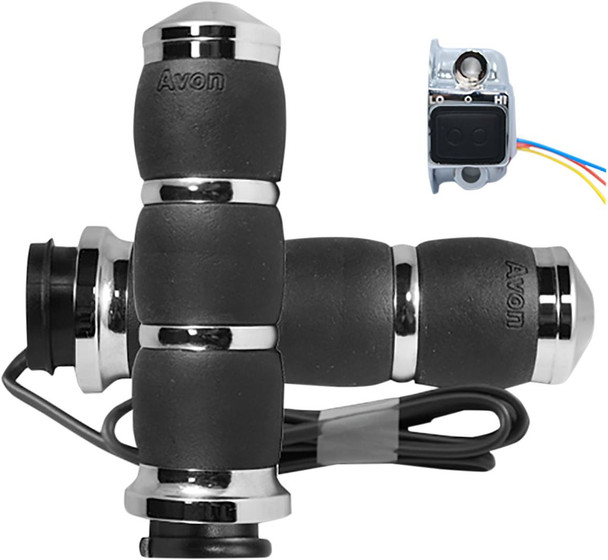 Avon Grips - AIR-93-FLY-HT - Heated Grips - Velvet Air - TBW - Chrome