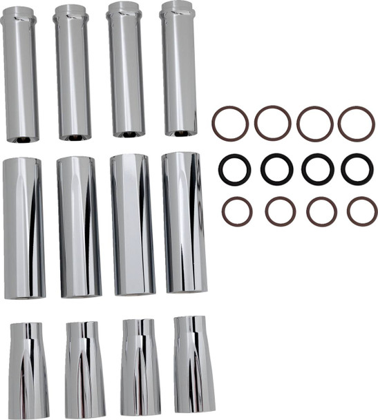 Arlen Ness - 03-630 - Pushrod Tube Cover Kit - Deep Cut® - Chrome - Twin Cam