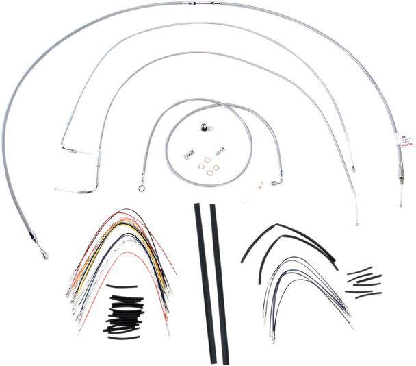 Burly Brand - B30-1058 - Complete Stainless Braided Handlebar Cable/Brake Line Kit - 18" Ape Hangers - '07-'10 FLST Burly Brand - B30-1058 - Complete Stainless Braided Handlebar Cable/Brake Line Kit - 18" Ape Hangers - '07-'10 FLST