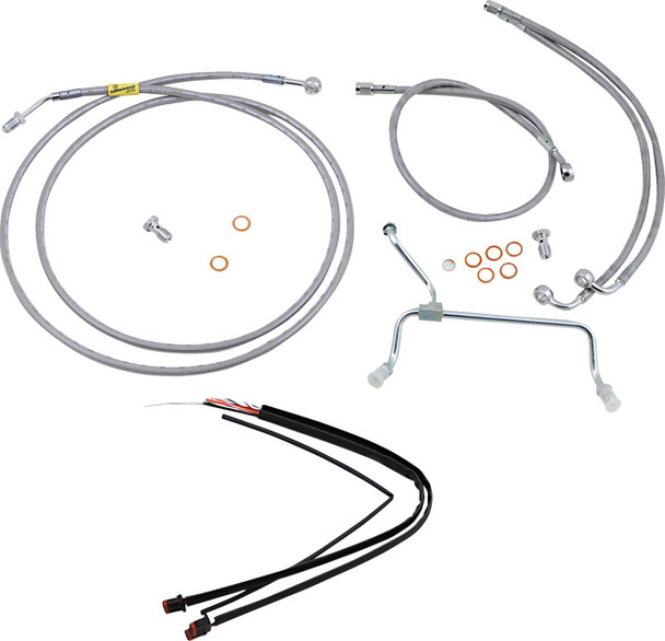 Burly Brand - B30-1238 - Complete Stainless Braided Handlebar Cable/Brake Line Kit - 13" Ape Hangers - '17-'20 FLH