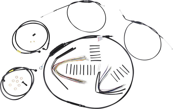 Burly Brand - B30-1199 - Complete Black Vinyl Handlebar Cable/Line Kit for Ape Hanger Handlebars - 16"
