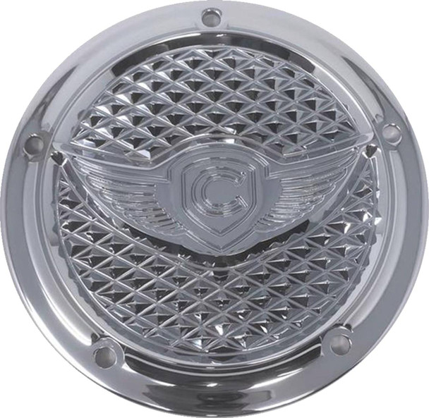 Covingtons - C3070-C - Derby Cover - Diamondback - 5-Hole - Chrome - Softail