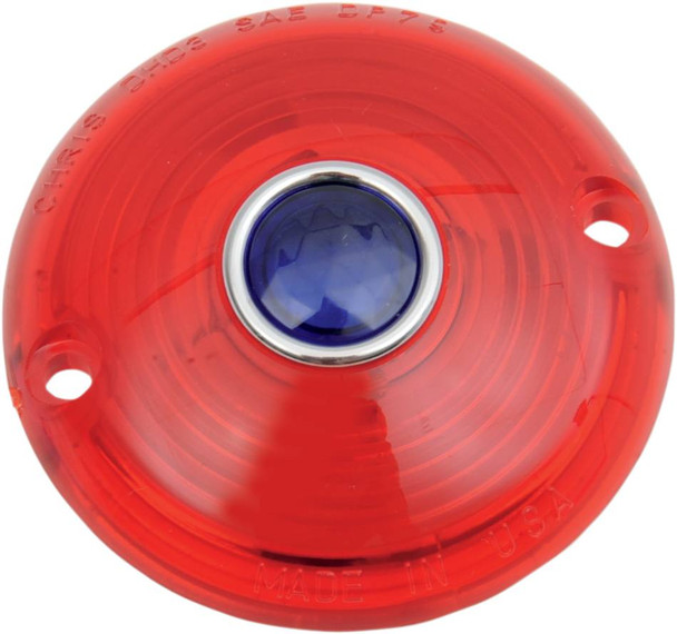 Chris Products - DHD3RB - Turn Signal Lens - '63-'85 FL - Red with Blue Dot