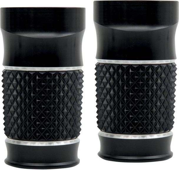 Eddie Trotta Designs - TC-998B - Fork Slider Covers - Black Anodized - Cross-Cut