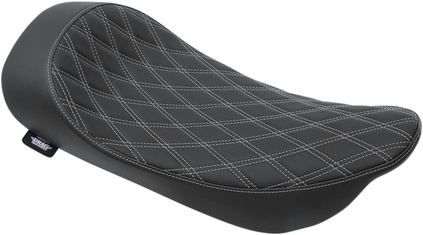 Drag Specialties Seats - Low Solo Seat - Double Diamond - Silver Stitch - FLHR/FLHX '99-'07