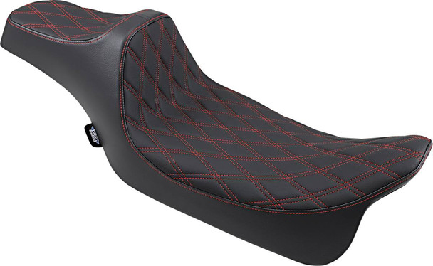 Drag Specialties Seats - Predator III Seat - Extended Reach - Double Diamond - Red Stitched - FL '08-'23
