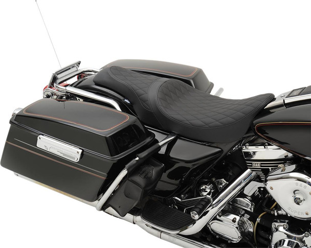 Drag Specialties Seats - Caballero Seat - Solar Reflective Leather - Diamond Stitch - FL '97-'07