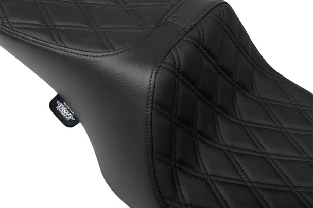 Drag Specialties Seats - Predator 2-Up Seat - Vinyl - Double Diamond - Black Stitching- w/o Backrest - FL '97-'07