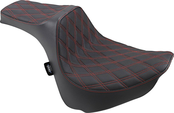 Drag Specialties Seats - Predator III Seat - Double Diamond - Red Stitched - FXFB/S '18-'22