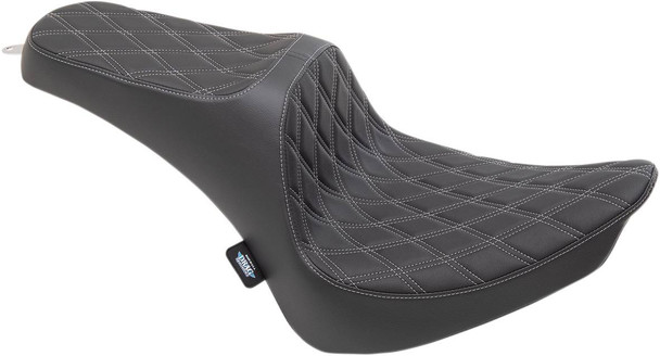 Drag Specialties Seats - Predator III Seat - Double Diamond - Silver Stitching - FX/FL '00-'17