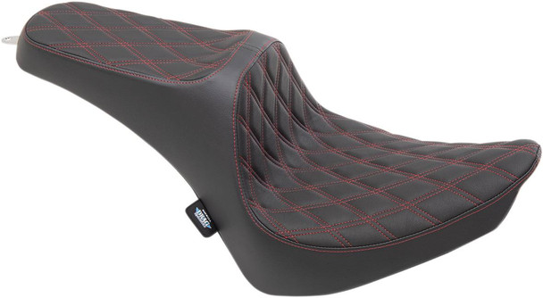 Drag Specialties Seats - Predator III Seat - Double Diamond - Red Stitching - FX/FL '00-'17