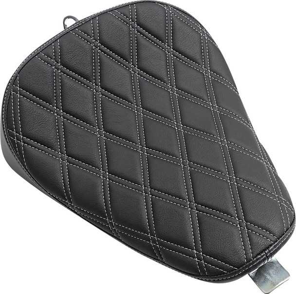 Drag Specialties Seats - Bobber Solo Seat - Double Diamond - Silver Stitch - '10-'22 XL