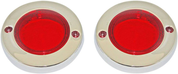 Custom Dynamics - PB-FLAT-BEZ-CR - ProBEAM® Flat Bezel Turn Signal Adapters - Chrome/Red