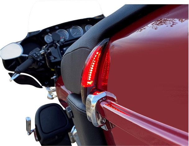 Custom Dynamics - CD-TPBR-14-RB - Sequential Tour Pak Seat Back Rest LED Lights - Black/Red - FLH