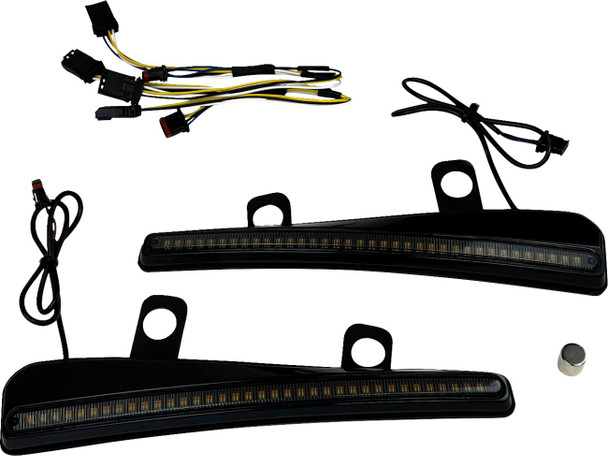 Custom Dynamics - CD-RG23-SWT-B - Windshield Trim - LED - Turn Signal - Black - Smoke Lens