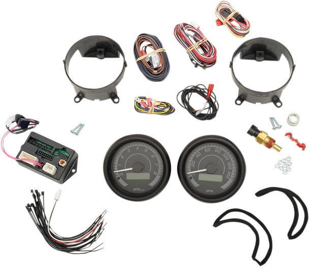 Dakota Digital - MVX-8200-KG-K - MVX-8K Series Analog/Digital 2-Gauge Kit - Black Bezel - Black Face with Gray Background