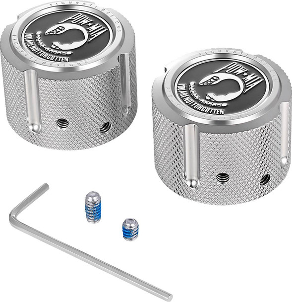 Figurati Designs - FD50-FAC-SS - Axle Nut Cover - Front - Stainless Steel - POW MIA - Silver