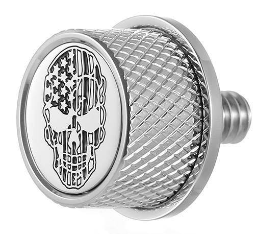 Figurati Designs - FD27-SEAT KN-SS - Seat Mounting Knob - Stainless Steel - Skull - Contrast Cut