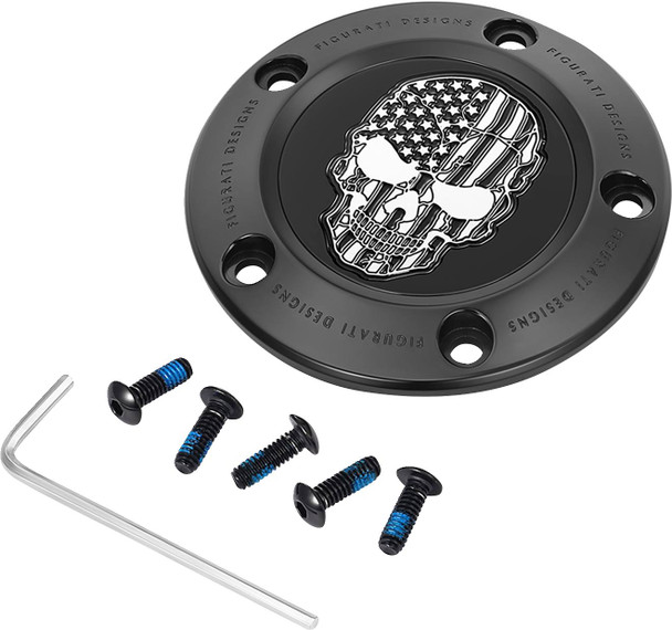 Figurati Designs - FD28-TC-5H-BLK - Timing Cover - 5 Hole - Skull - Contrast Cut - Black