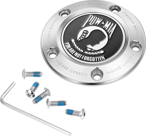 Figurati Designs - FD50-TC-5H-SS - Timing Cover - 5 Hole - POW MIA - Stainless Steel