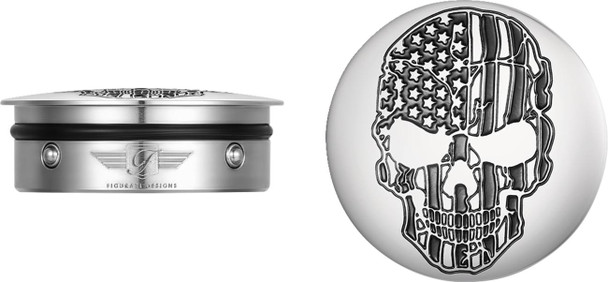 Figurati Designs - FD27-SS-SKUL-CC - Swing Arm Covers - Contrast Cut - American Flag Skull - Custom Figurati Designs - FD27-SS-SKUL-CC - Swing Arm Covers - Contrast Cut - American Flag Skull - Custom