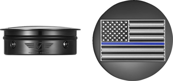 Figurati Designs - FD71-AFBL-BLK - Swing Arm Covers - Blue Line American Flag - Custom - Black - Reversed
