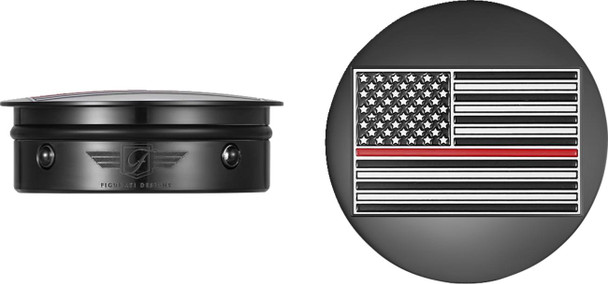 Figurati Designs - FD75-AFRL-BLK - Swing Arm Covers - Red Line American Flag - Custom - Black - Reversed