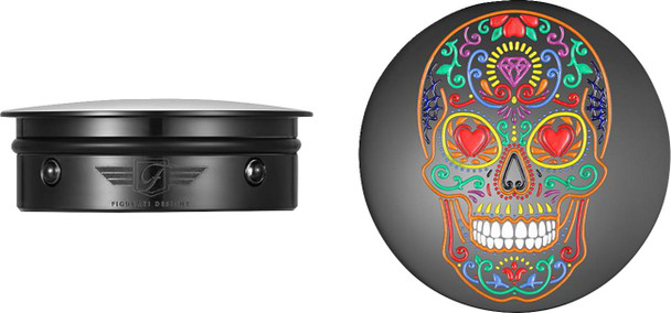 Figurati Designs - FD30-SAC-BLK - Swing Arm Covers - Sugar Skull - Black