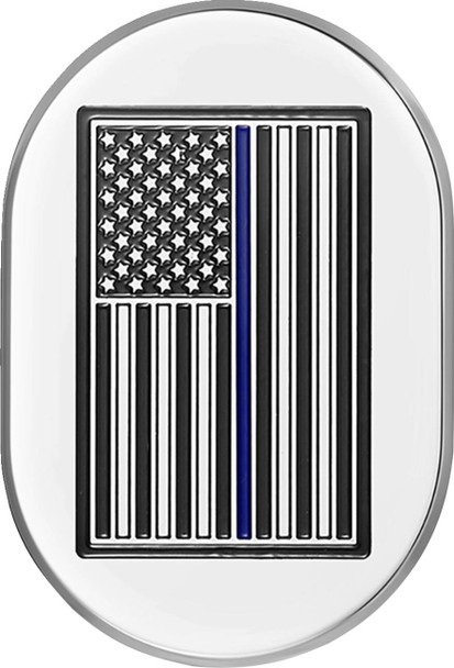 Figurati Designs - FD70-AC-SS-LT - Antenna Cover - Left Rear Fender - Blue Line American Flag - Chrome