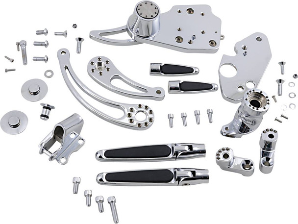 Hawg Halters - FCK-F14CS-FR-S - Forward Control - '14+ FLH - Chrome - Standard - Folding Rubber Inlay Pegs - Slotted Levers