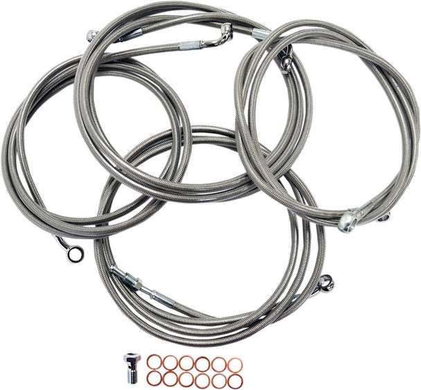 La Choppers - LA-8052KT-16 - Standard Stainless Braided Handlebar Cable/Brake Line Kit - 15"-17" Ape Hangers - '14-'16 Touring