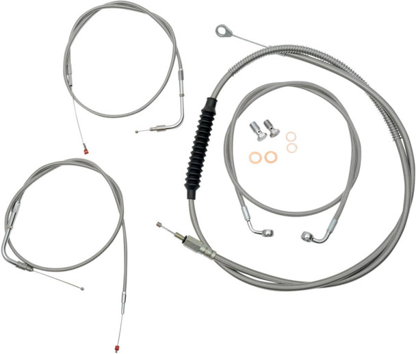 La Choppers - LA-8110KT-19 - Standard Stainless Braided Handlebar Cable/Brake Line Kit - 18"-20" Ape Hangers - '07-'14 Softail