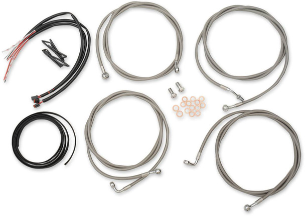 La Choppers - LA-8054KT2-16 - Handlebar Cable/Brake Line Kit - Complete - 15" - 17" Handlebars - Stainless