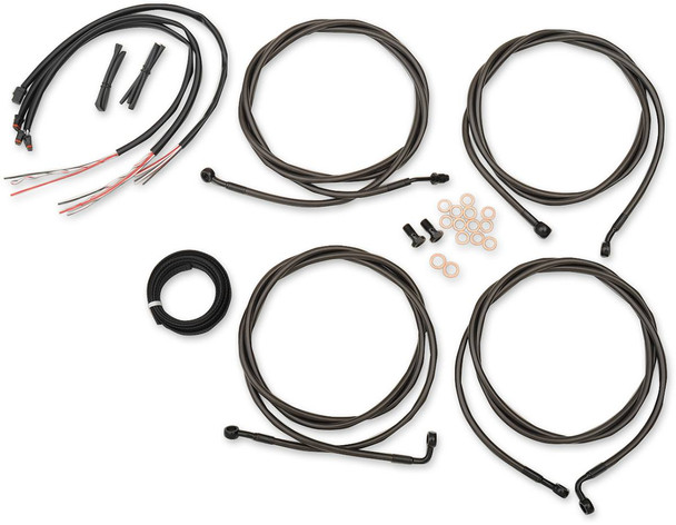 La Choppers - LA-8054KT2-16M - Complete Midnight Braided Cable Kit - 15"-17" Handlebars - '17-'19 Touring