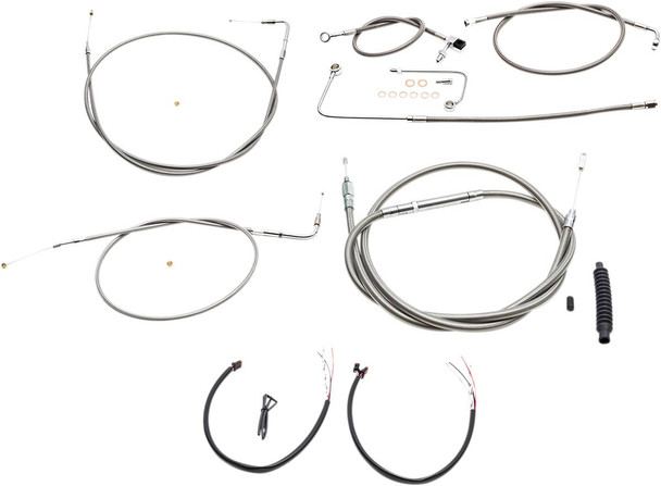 La Choppers - LA-8151KT2A-16 - Handlebar Cable/Brake Line Kit - Complete - 15" - 17" Handlebars - Stainless