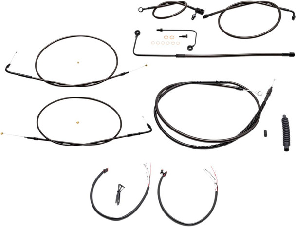 La Choppers - LA-8151KT2A-19M - Complete Midnight Braided Cable Kit - 18"-20" Handlebars - '15 FLS