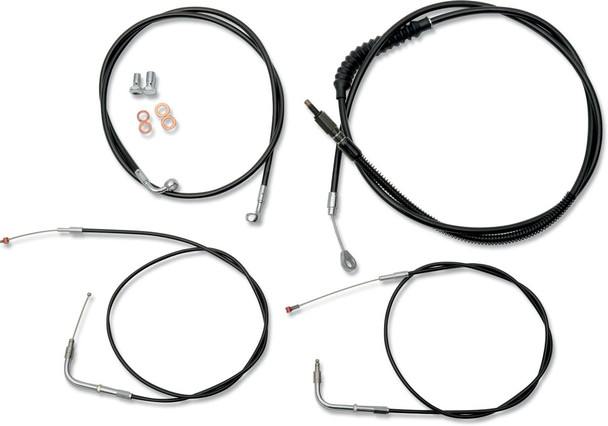 La Choppers - LA-8230KT-13B - Standard Black Vinyl Handlebar Cable/Brake Line Kit - 12"-14" Ape Hangers - '08-'17 FXDF