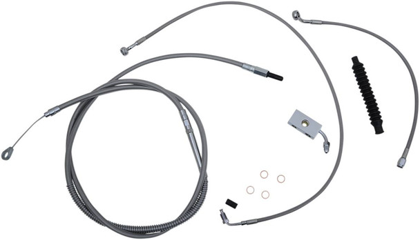 La Choppers - LA-8152KT-16 - Standard Stainless Braided Handlebar Cable/Brake Line Kit - 15"-17" Ape Hangers - '18-'22 Softail
