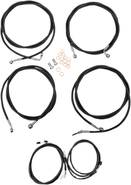 La Choppers - LA-8054KT3-08B - Complete Plug-and-Play Cable Kit - Mini Handlebars - '17-'20 Touring - ABS - Black
