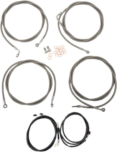 La Choppers - LA-8054KT3-19 - Complete Plug-and-Play Cable Kit - 18" - 20" Handlebars - '17-'20 Touring - ABS - Stainless
