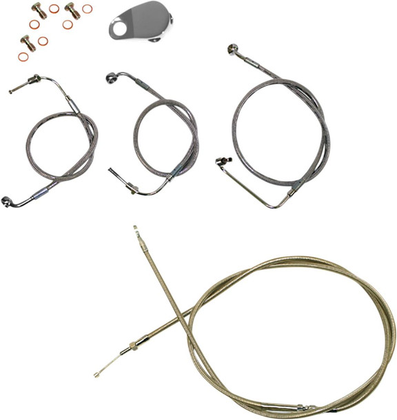 La Choppers - LA-8154KT-16 - Standard Stainless Braided Handlebar Cable/Brake Line Kit - 15"-17" Ape Hangers - '18-'22 FX