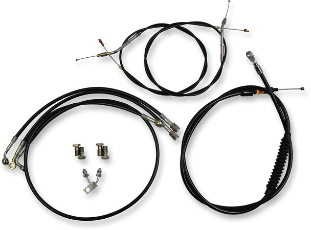 La Choppers - LA-8122KT-16B - Standard Black Vinyl Handlebar Cable/Brake Line Kit - 15"-17" Ape Hangers - '15 FXSB