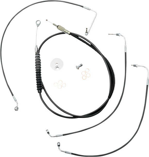 La Choppers - LA-8155KT-13B - Standard Black Vinyl Handlebar Cable/Brake Line Kit - 12"-14" Ape Hangers - '18-'22 Softail