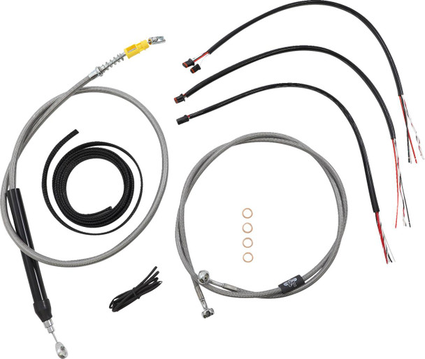 La Choppers - LA-8156KT2-19 - Complete Stainless Braided Handlebar Cable/Brake Line Kit - 18"-20" Handlebars - '18-'22 Softail