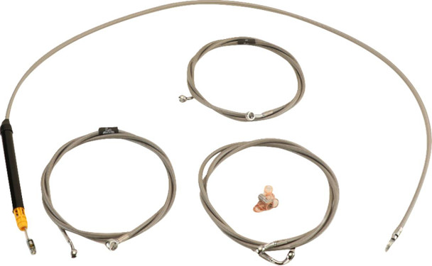La Choppers - LA-8059KT-08 - Standard Stainless Braided Handlebar Cable/Brake Line Kit - Stock Ape Hangers - '23-'24 Touring